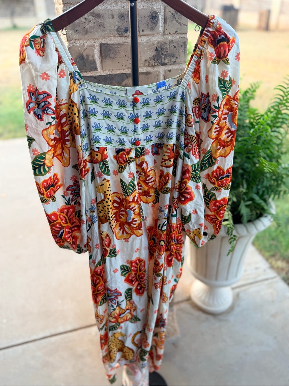 Farm Rio x Anthropologie Extreme Collar Blouse Duster size XL - Picture 4 of 13